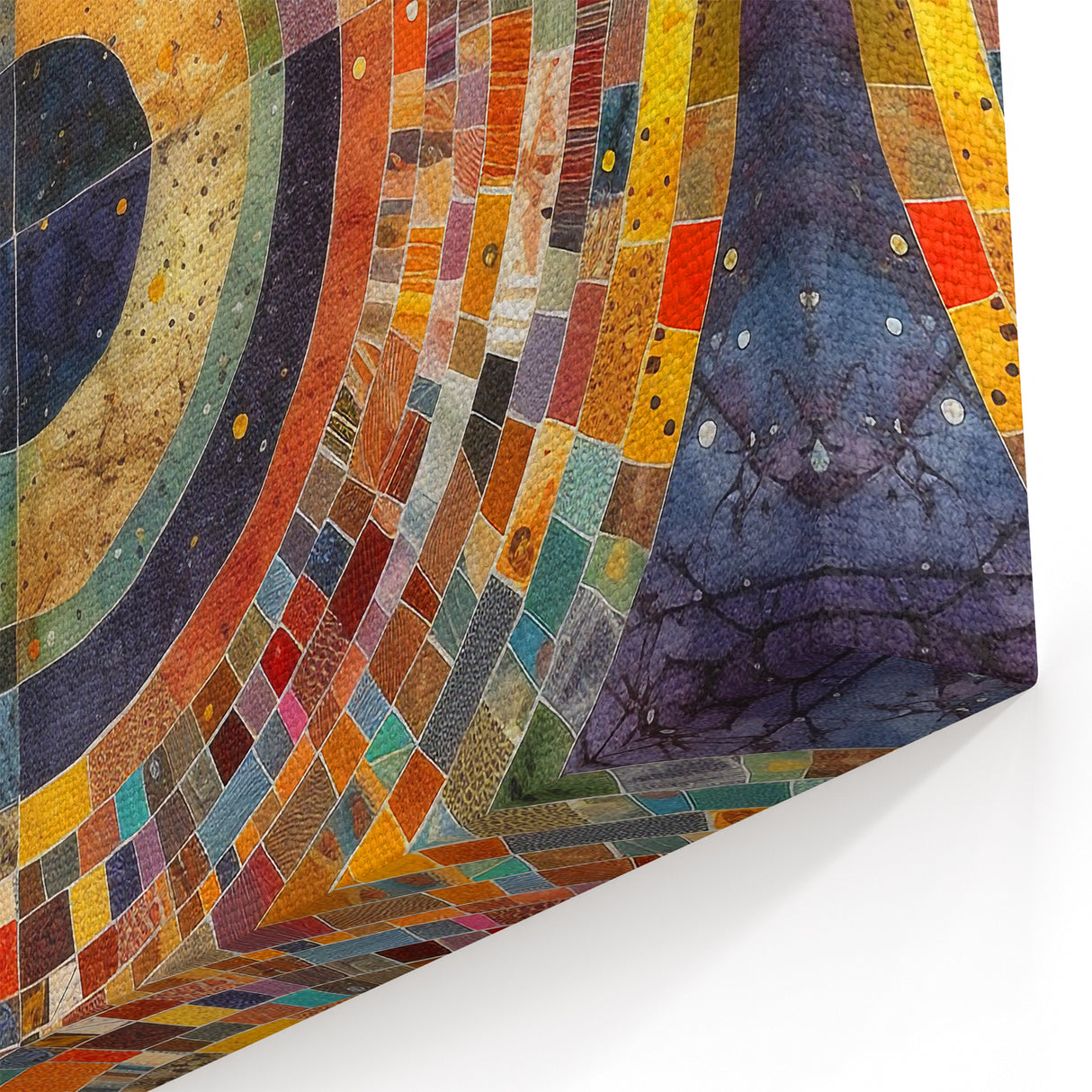 Circular Mosaic Abstract Art - Colorful Geometric Strokes Canvas Print