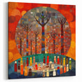 Abstract Autumnal Mosaic Art - Vibrant Trees and Figures Canvas Print