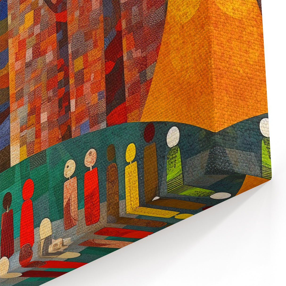 Abstract Autumnal Mosaic Art - Vibrant Trees and Figures Canvas Print