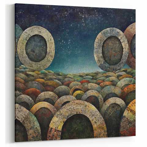 Surreal Abstract Landscape Art - Arching Stone Mosaic Canvas Print