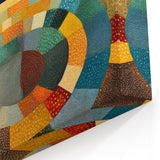 Abstract Patchwork Landscape Art - Colorful Circles and Forest Print