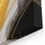 Black, White, and Gold Abstract Art - Elegant Fluid Ink Canvas Print