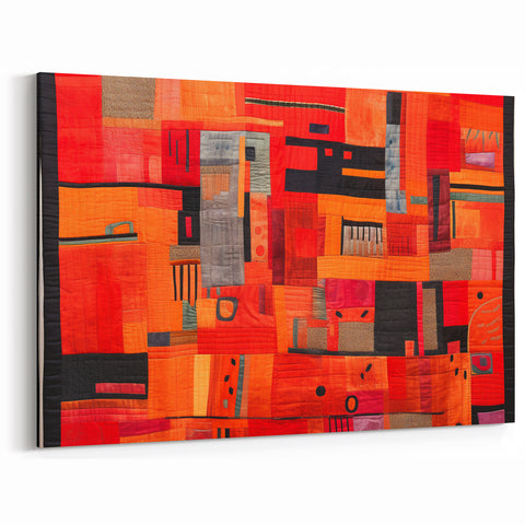 Strokes and Lines Abstract Art - Bold Red and Orange Geometric Canvas