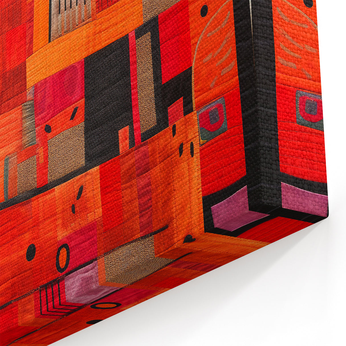 Strokes and Lines Abstract Art - Bold Red and Orange Geometric Canvas