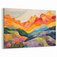 Sunset Glow Abstract Art - Vibrant Hills and Waves Canvas