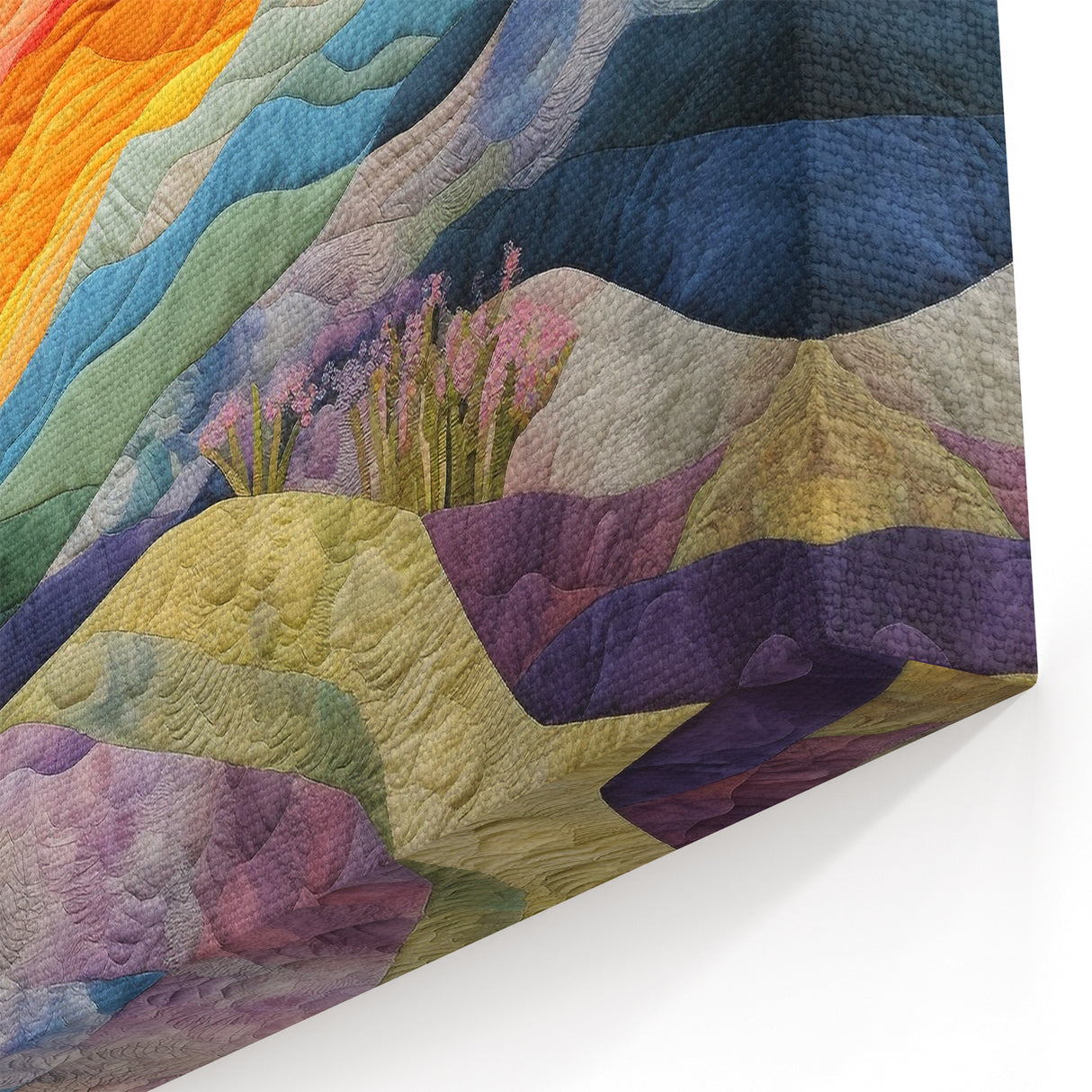 Sunset Glow Abstract Art - Vibrant Hills and Waves Canvas