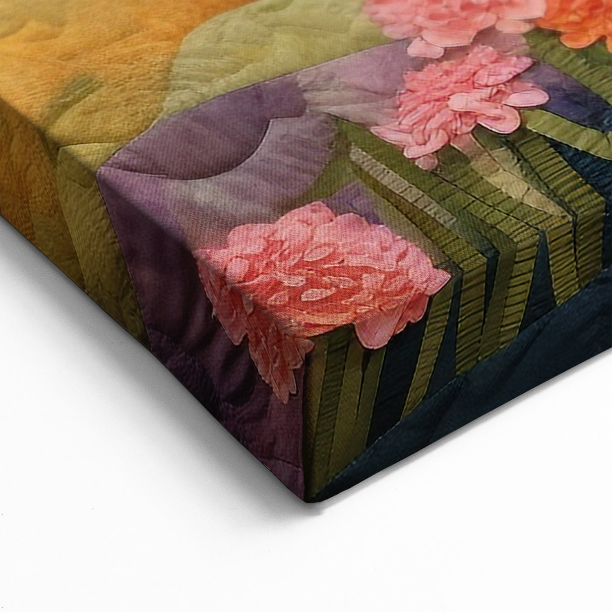 Sunset Glow Abstract Art - Vibrant Hills and Waves Canvas