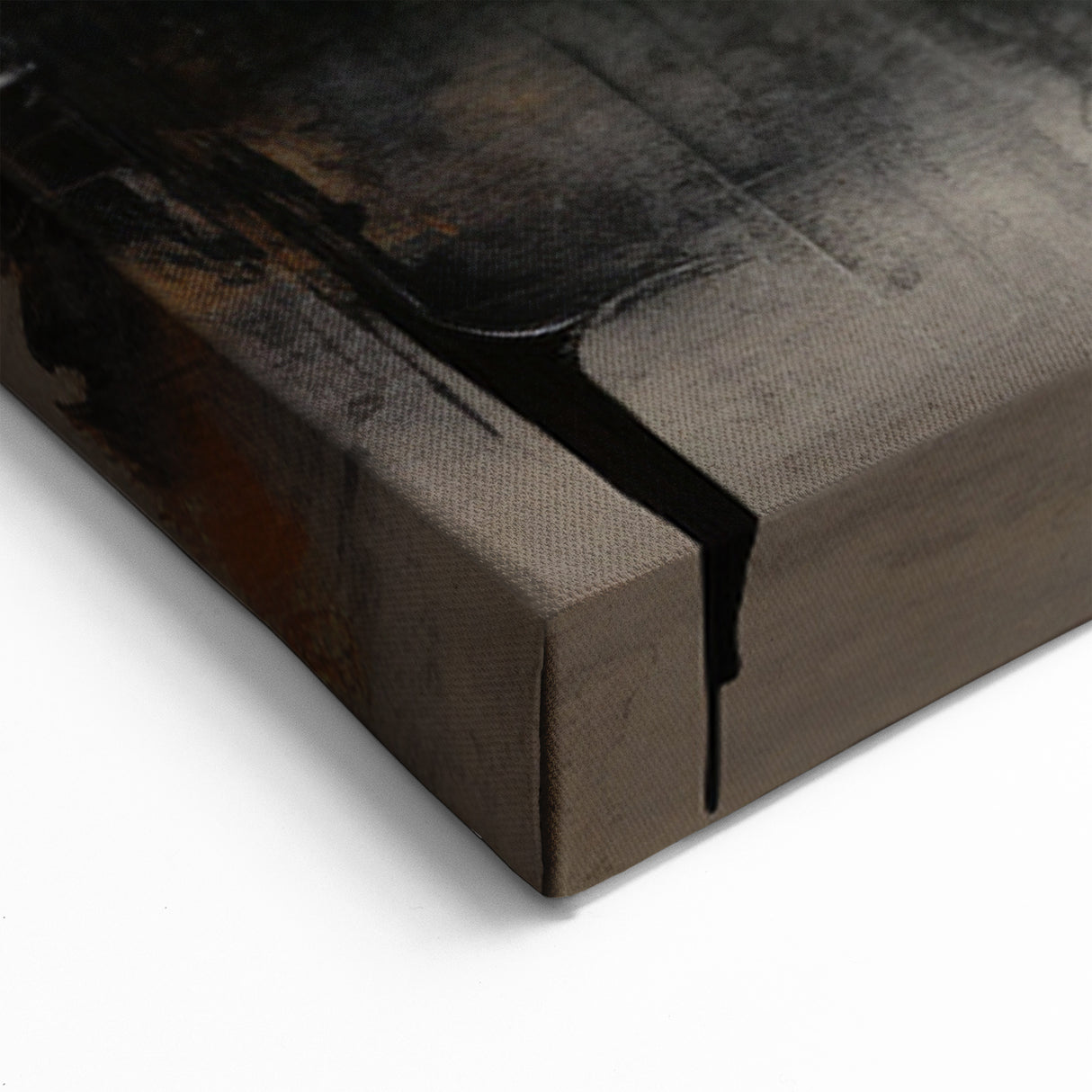 Modern Minimalist Abstract Art - Gold Circle with Black and Beige