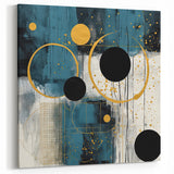 Teal and Gold Abstract Art - Modern Circles and Geometric Design