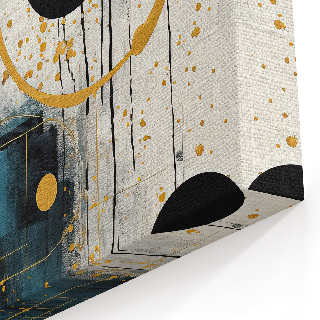 Teal and Gold Abstract Art - Modern Circles and Geometric Design