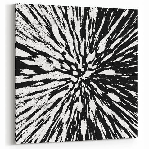 Black and White Abstract Art - Explosive Burst Monochrome Design