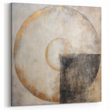 Minimalist Abstract Art - Gold and Gray Circular Geometric Design