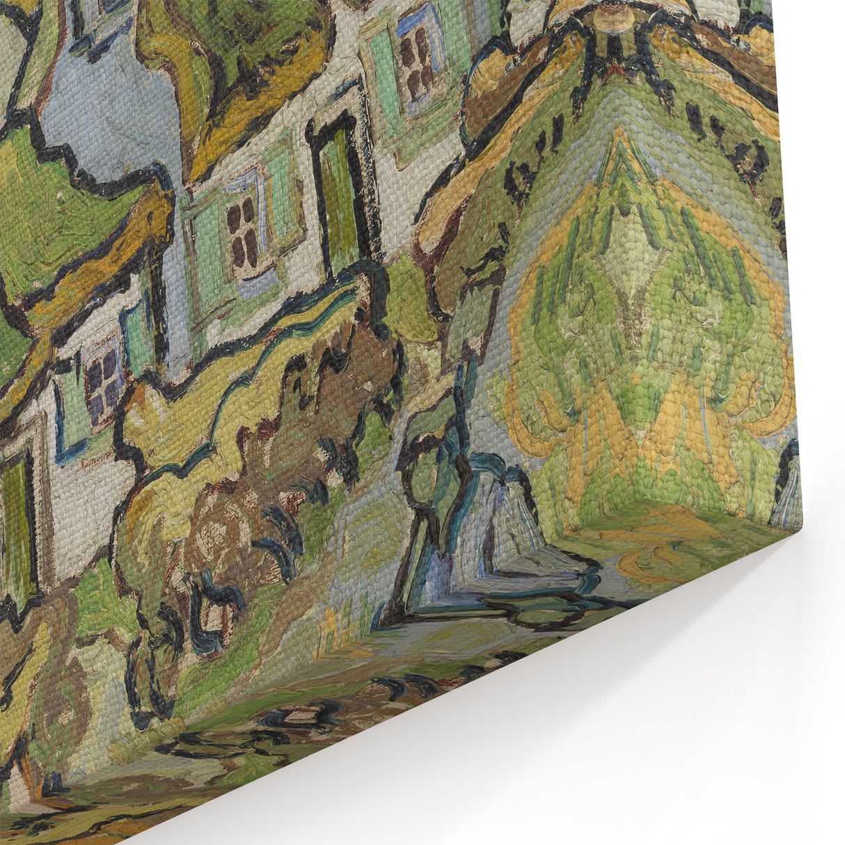 Impressionist Village Wall Art - Van Gogh's Vibrant Houses and Figure Print