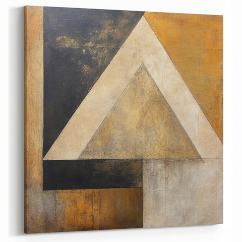 Geometric Abstract Line Art in Gold and Black - Modern Strokes Canvas