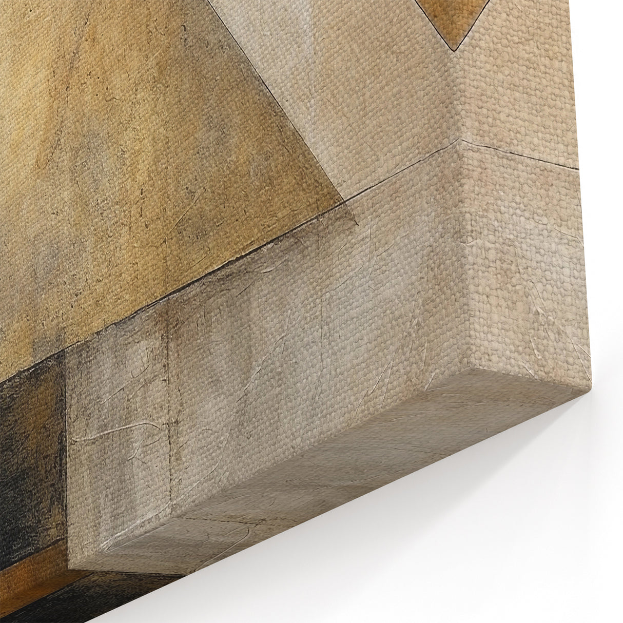 Geometric Abstract Line Art in Gold and Black - Modern Strokes Canvas