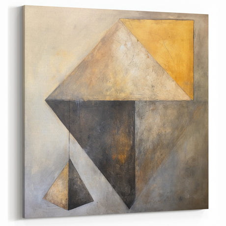 Abstract Geometric Line Art in Gold and Black - Modern Strokes Canvas
