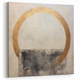 Minimalist Gold Circle Abstract Art - Textured Strokes Canvas Design