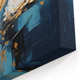Dynamic Blue and Gold Abstract Strokes Art - Modern Textured Canvas