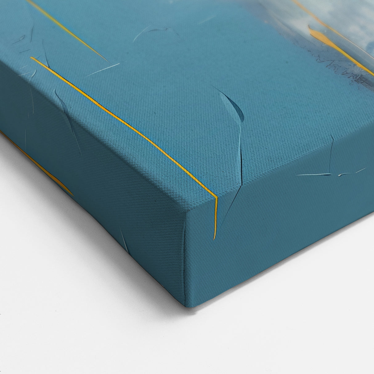 Abstract Blue and Gold Oceanic Art - Modern Textured Canvas Painting