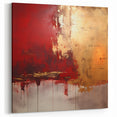 Abstract Brush Strokes Wall Art - Red Gold Dramatic Modern Design