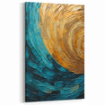 Swirling Teal and Gold Abstract Art - Modern Textured Wave Canvas