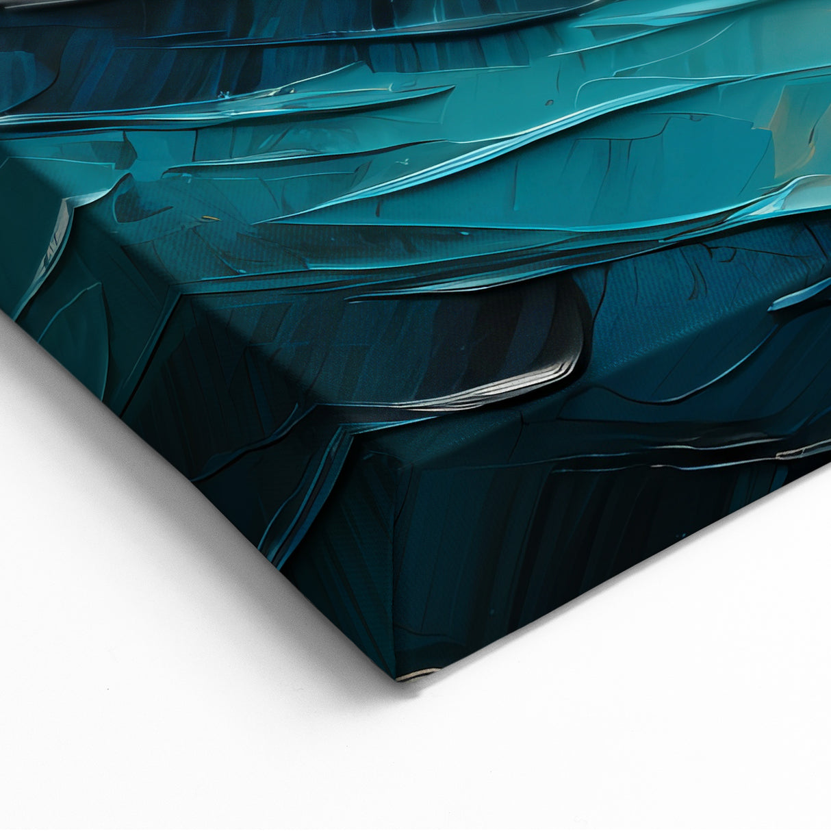 Swirling Teal and Gold Abstract Art - Modern Textured Wave Canvas