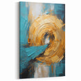Swirling Teal and Gold Abstract Art - Modern Textured Wave Canvas