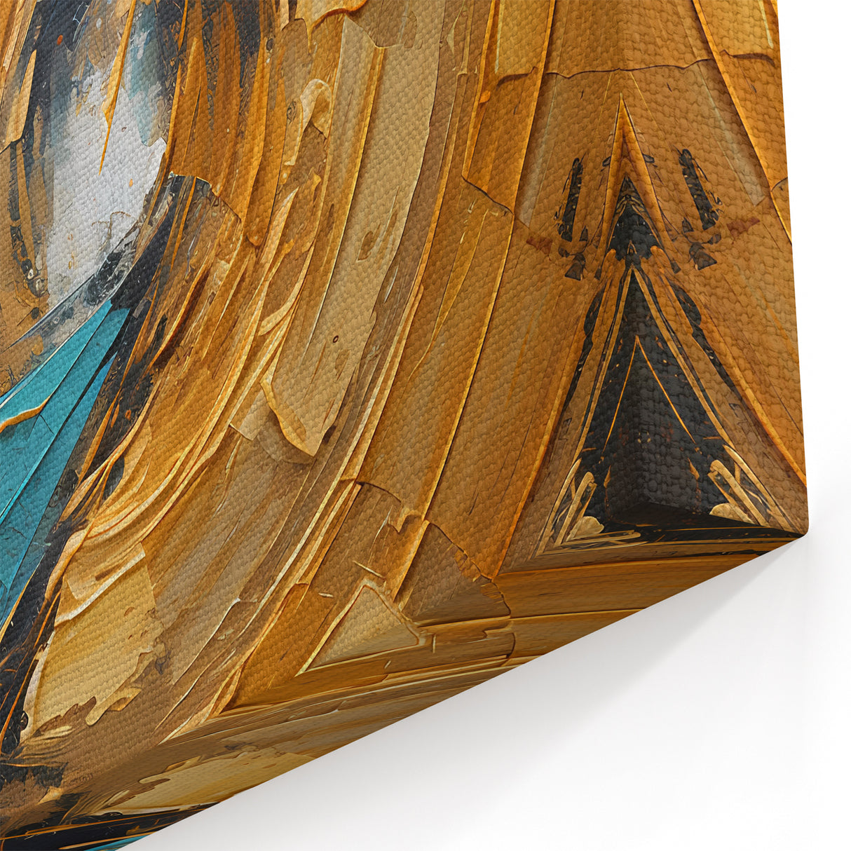 Swirling Teal and Gold Abstract Art - Modern Textured Wave Canvas