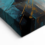 Swirling Teal and Gold Abstract Art - Modern Textured Wave Canvas