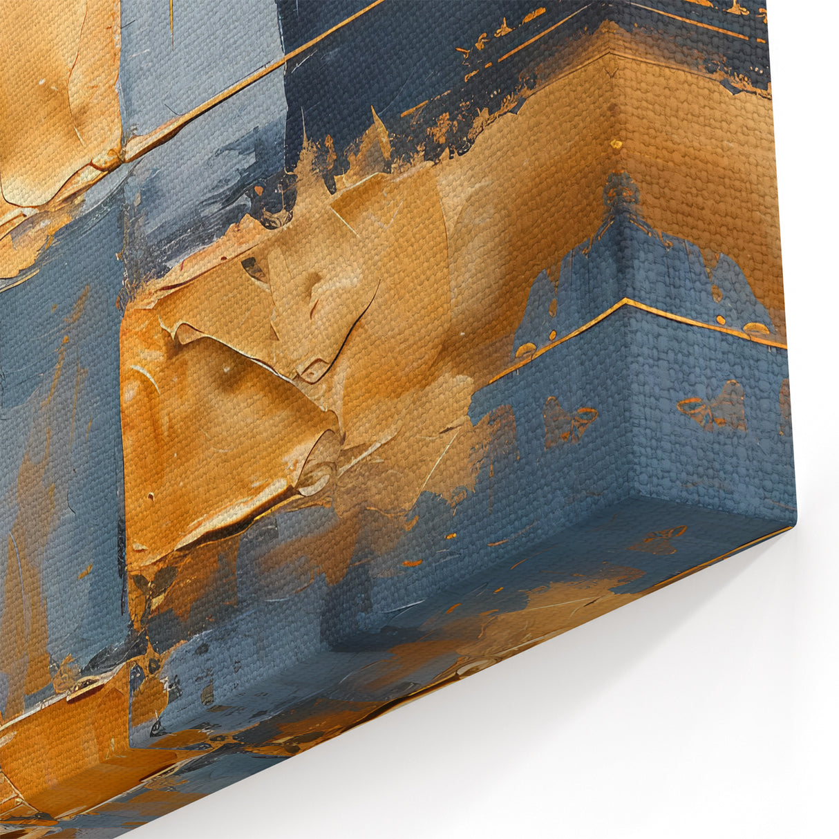 Geometric Strokes and Lines Abstract Art - Navy Blue Gold Beige
