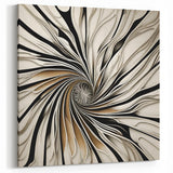 Hypnotic Spiral Abstract Line Art - Black White Beige Modern Design