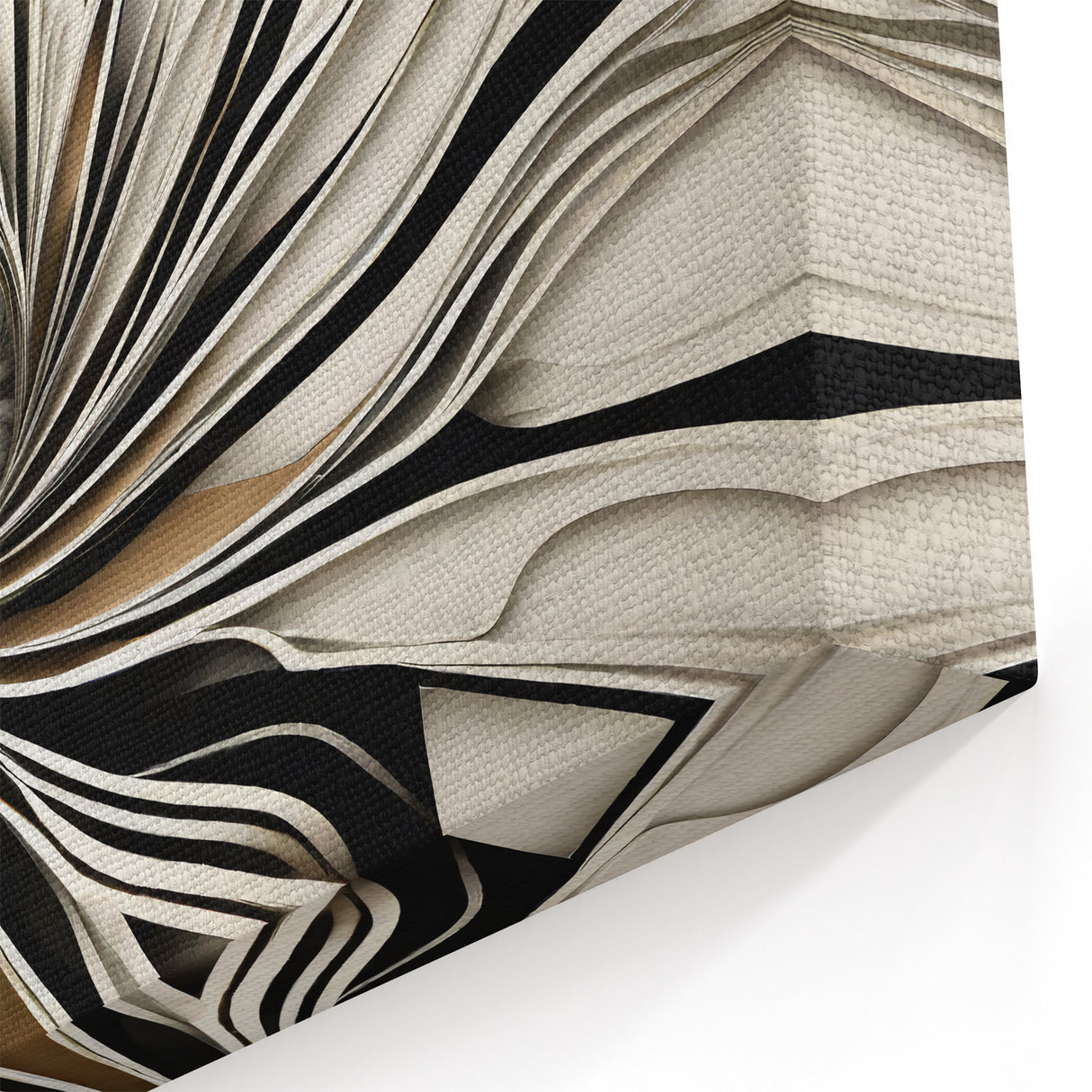 Hypnotic Spiral Abstract Line Art - Black White Beige Modern Design