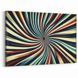 Retro Spiral Abstract Art - Navy Blue Red Teal Dynamic Wall Décor