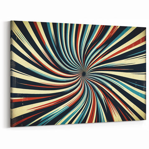 Retro Spiral Abstract Art - Navy Blue Red Teal Dynamic Wall Décor
