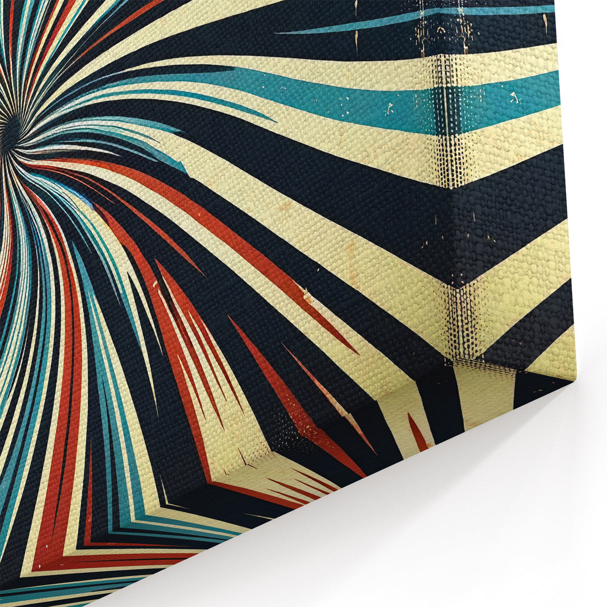 Retro Spiral Abstract Art - Navy Blue Red Teal Dynamic Wall Décor