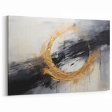 Golden Circle Abstract Art - Black White Gray Modern Wall Décor