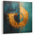 Golden Circle Abstract Art - Teal and Navy Blue Modern Wall Décor
