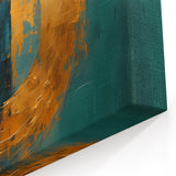 Golden Circle Abstract Art - Teal and Navy Blue Modern Wall Décor