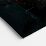 Golden Circle Abstract Art - Teal and Navy Blue Modern Wall Décor