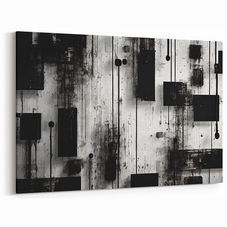 Black and White Abstract Drip Art - Modern Urban Geometric Design