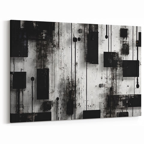 Black and White Abstract Drip Art - Modern Urban Geometric Design
