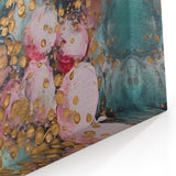 Whimsical Pastel Abstract Art - Pink, Teal, and Gold Accents Wall Décor