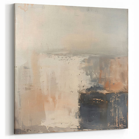 Calm Coastal Abstract Art - Beige and Gray Minimalist Wall Décor