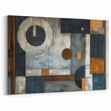 Modern Geometric Abstract Wall Art - Navy, Gray, and Warm Brown Design