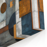 Modern Geometric Abstract Wall Art - Navy, Gray, and Warm Brown Design