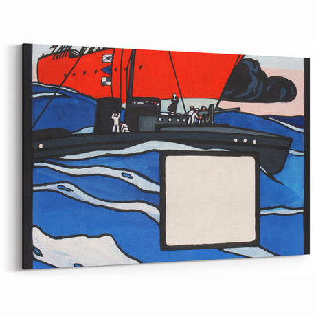 Modern Wall Art – Bold Naval Scene with Vibrant Blue and Red Accents