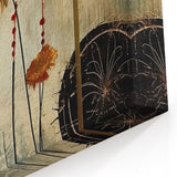 Artistic Flower Designs - Vintage Lotus in Beige and Blue Canvas Print