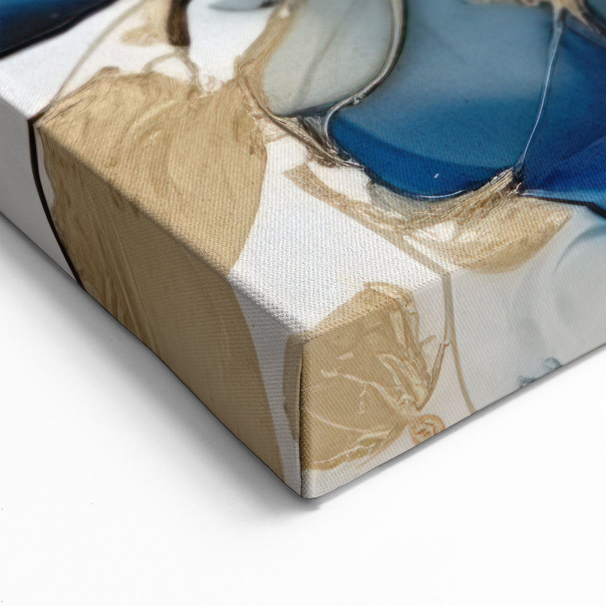 Modern Floral Wall Decor - Deep Blue and Gold Flower Canvas Art Print