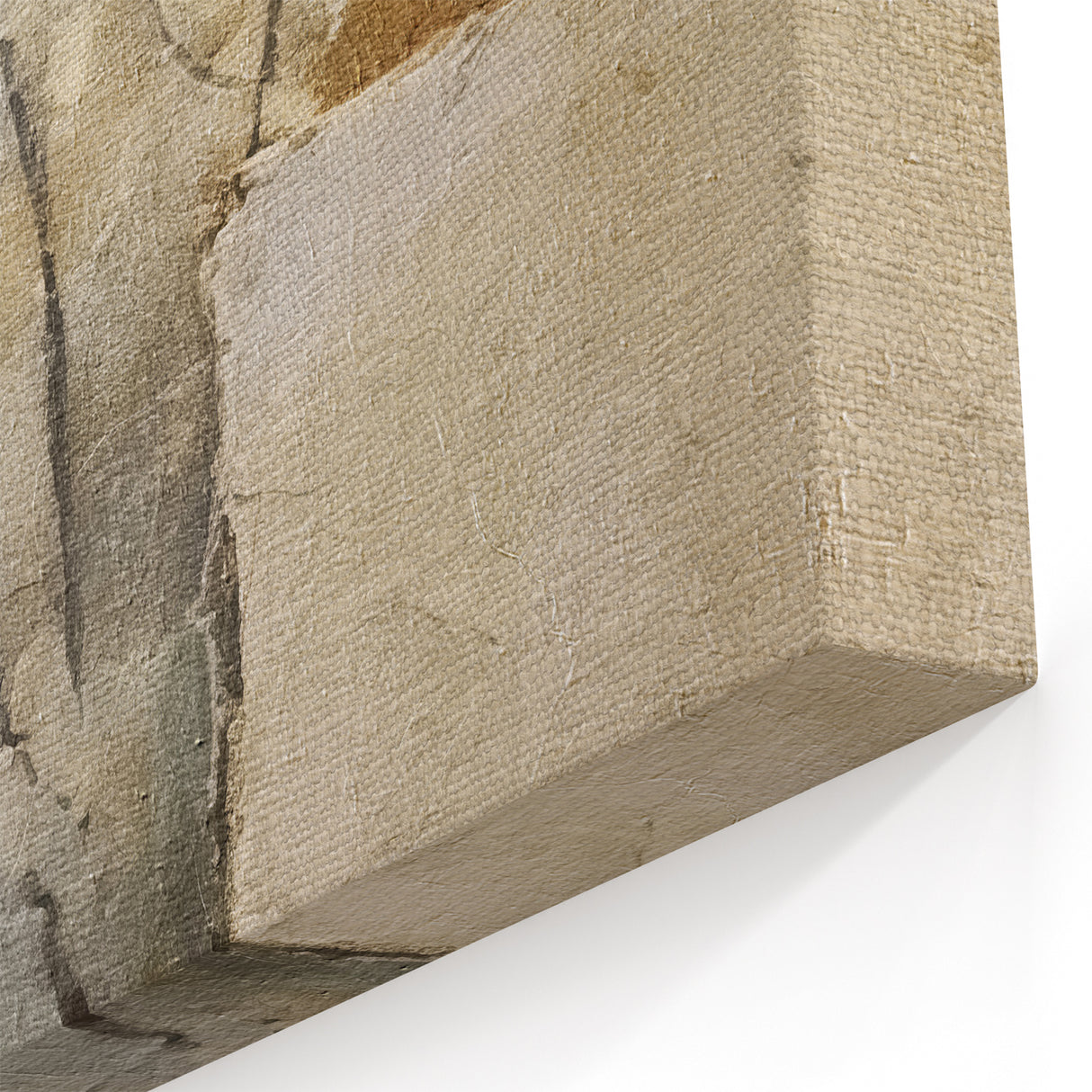 Floral Abstract Canvas Art - Soft Beige and Gray Minimalist Design