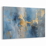 Abstract Blue and Gold Strokes - Contemporary Wall Art Canvas Decor